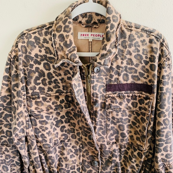Free People Seize The Day Leopard Jacket Sz Large - Picture 8 of 9